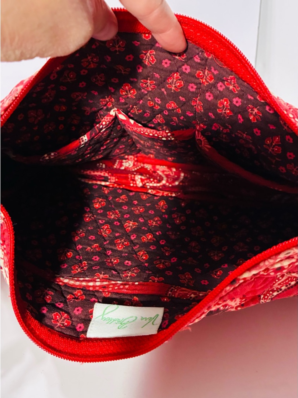 Y2K Vera Bradley Mesa Red Paisley Crossbody Bag USA MADE Vintage 4x11.75x8.5 - Picture 8 of 16